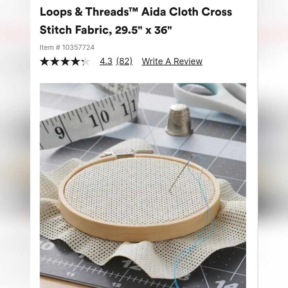 Loops & Threads™ Aida Cloth Cross Stitch Fabric, 29.5" x 36" off white 14 Count